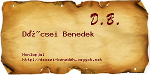 Décsei Benedek névjegykártya