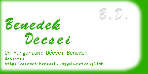 benedek decsei business card
