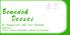 benedek decsei business card